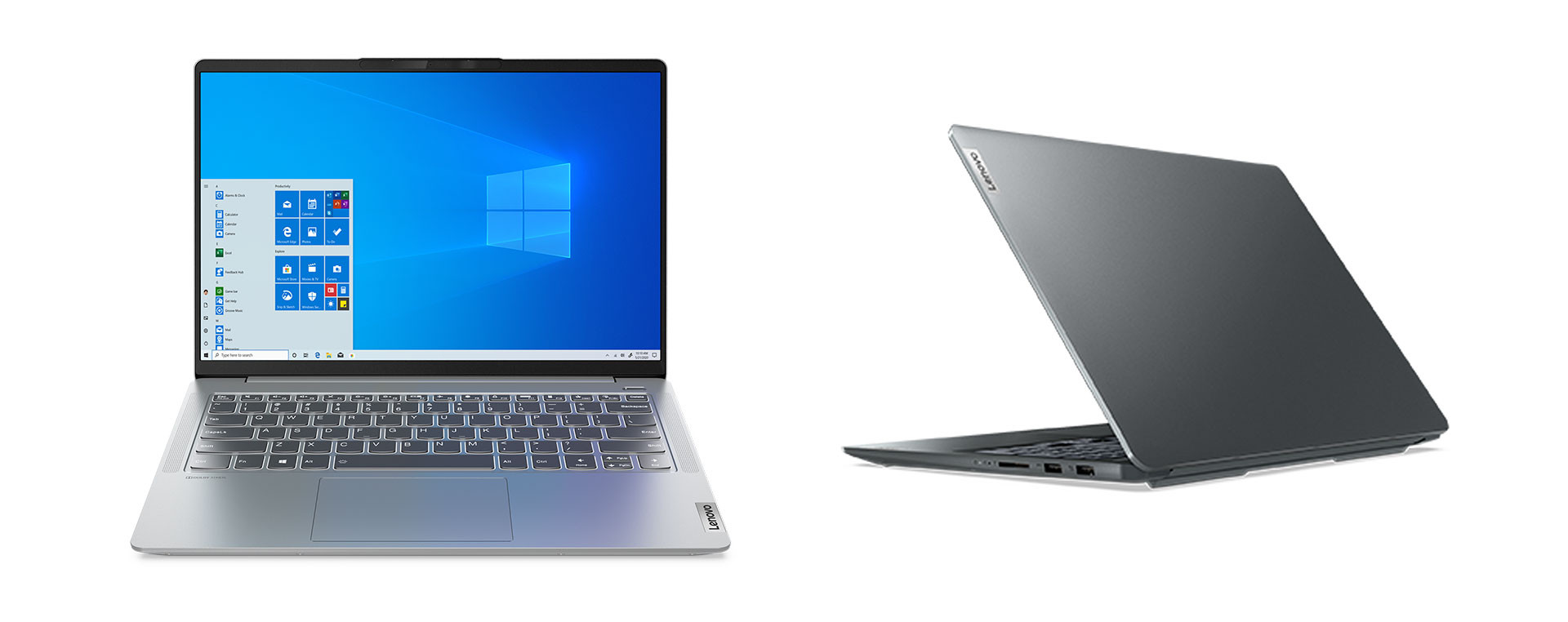 Lenovo IdeaPad 5 Pro 14 inch màu xám, thiết kế nhôm nguyên khối sang trọng, viền màn hình mỏng.