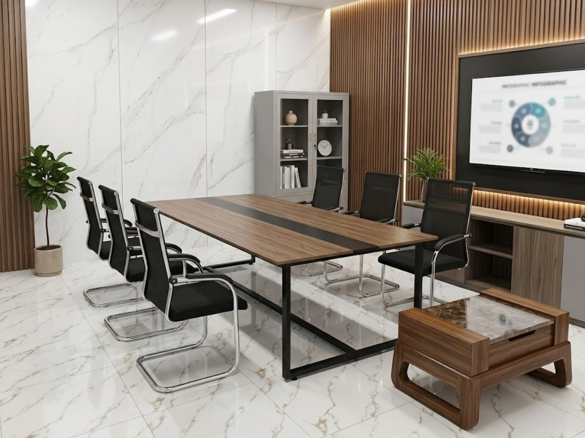Bàn 2m4 chân chữ U – thiết kế đơn giản, chắc chắn
