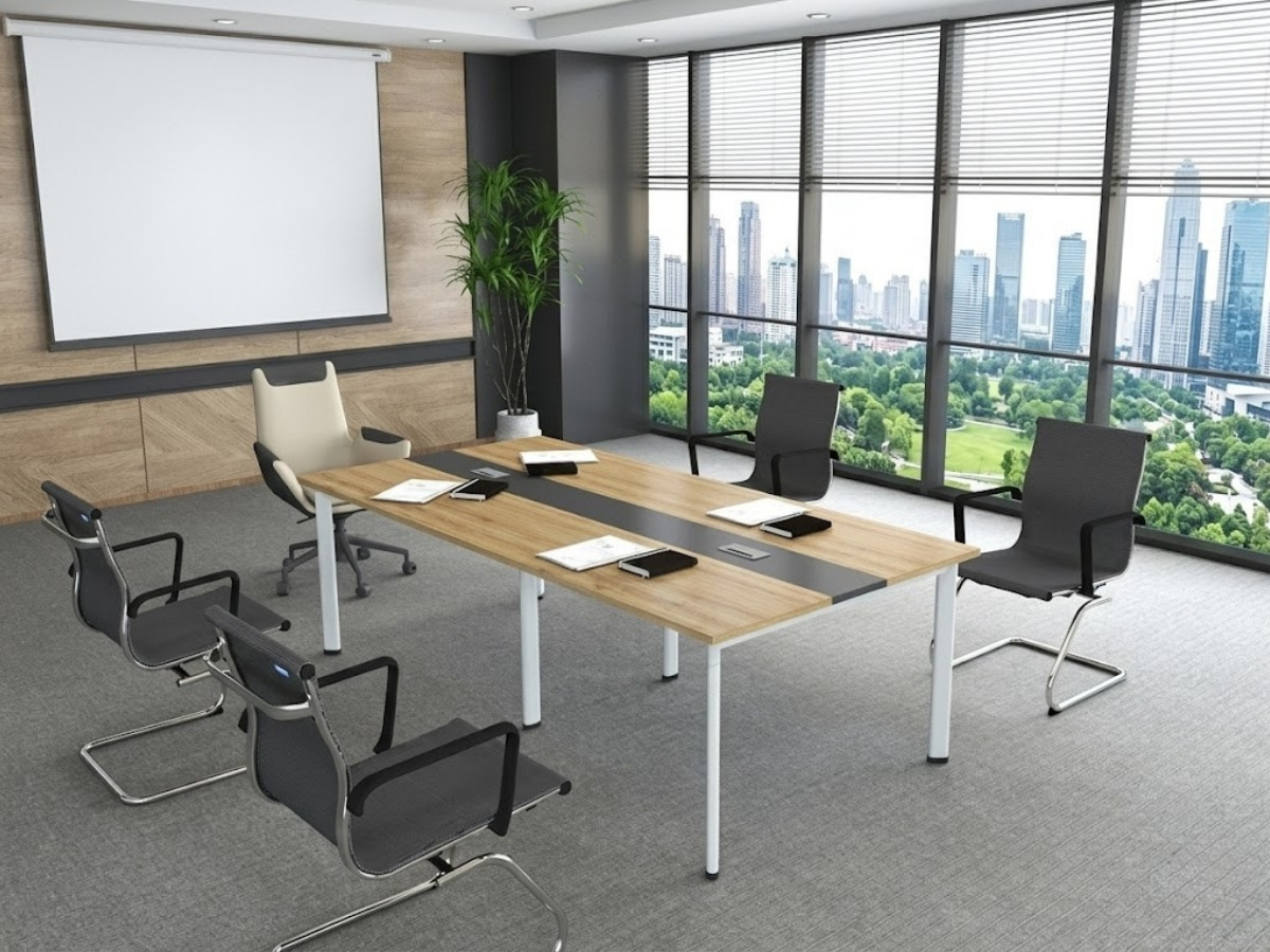 Thiết kế chân trụ giúp không gian dưới bàn thoáng hơn