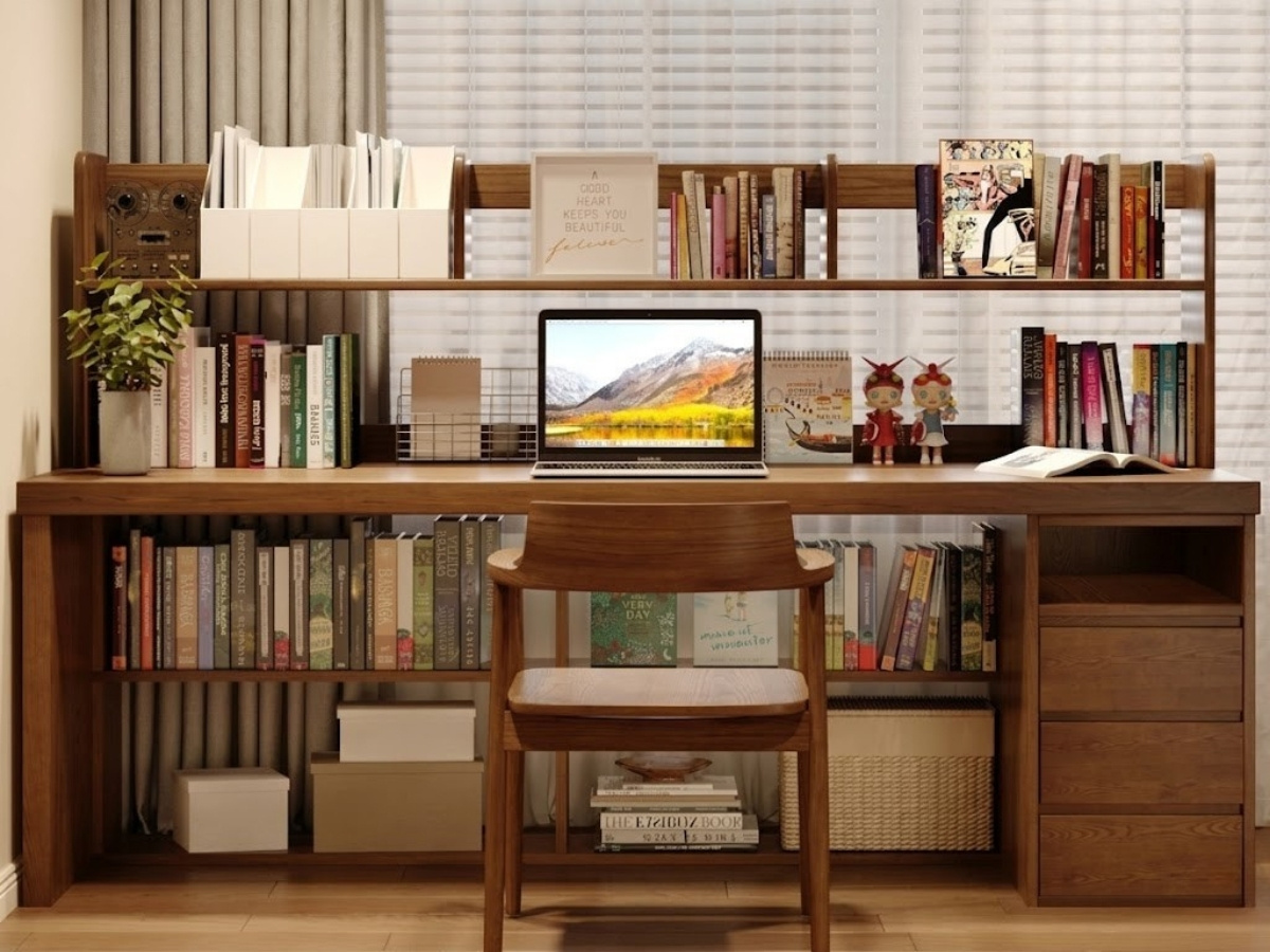Bàn 2m có tủ phụ cho workspace ngăn nắp hơn Bàn 2m có tủ phụ cho workspace ngăn nắp hơn