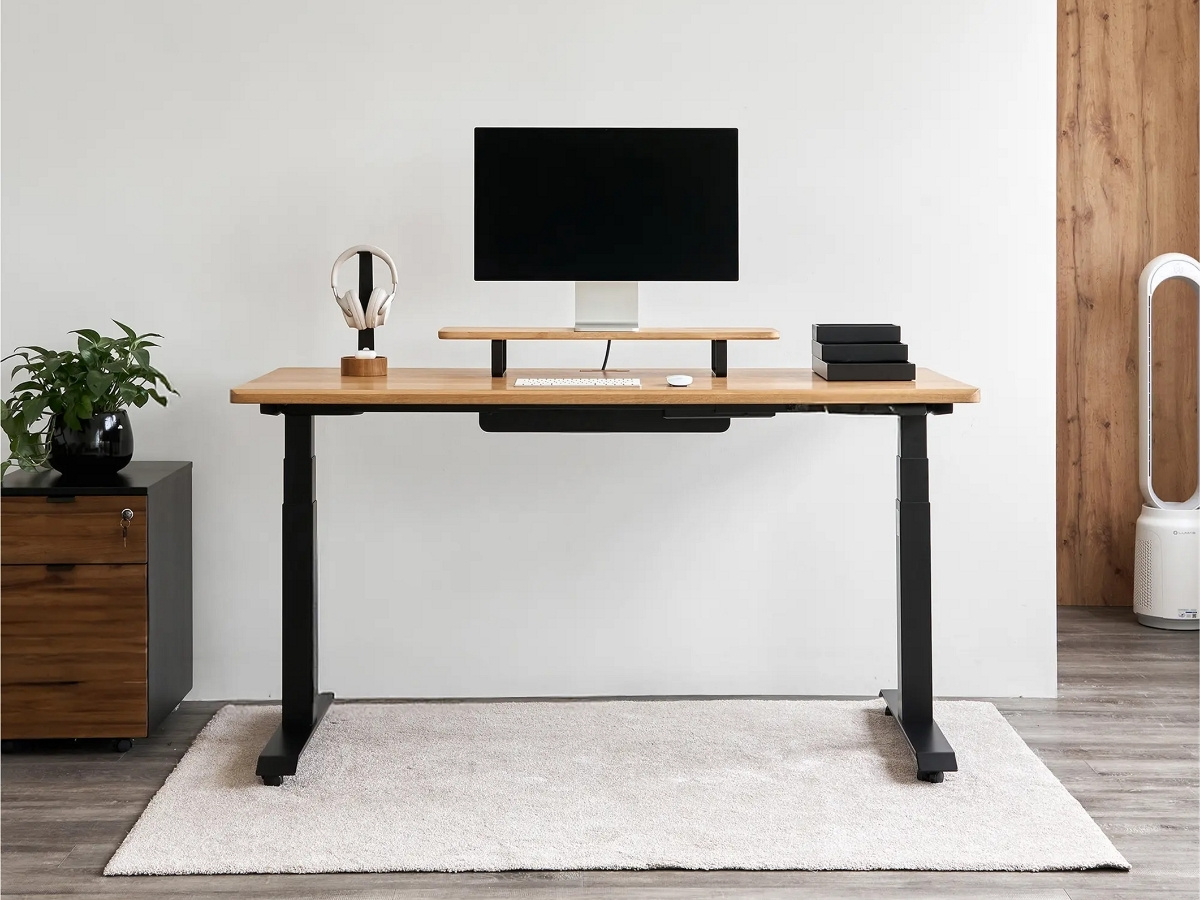 Bàn nâng hạ Noble Grande 180x75cm gỗ sồi tự nhiên khung đen cao cấp