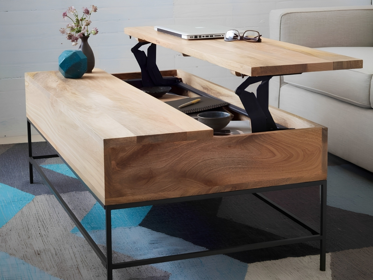 Bàn sofa nâng hạ bằng gỗ tự nhiên Bàn sofa nâng hạ bằng gỗ tự nhiên