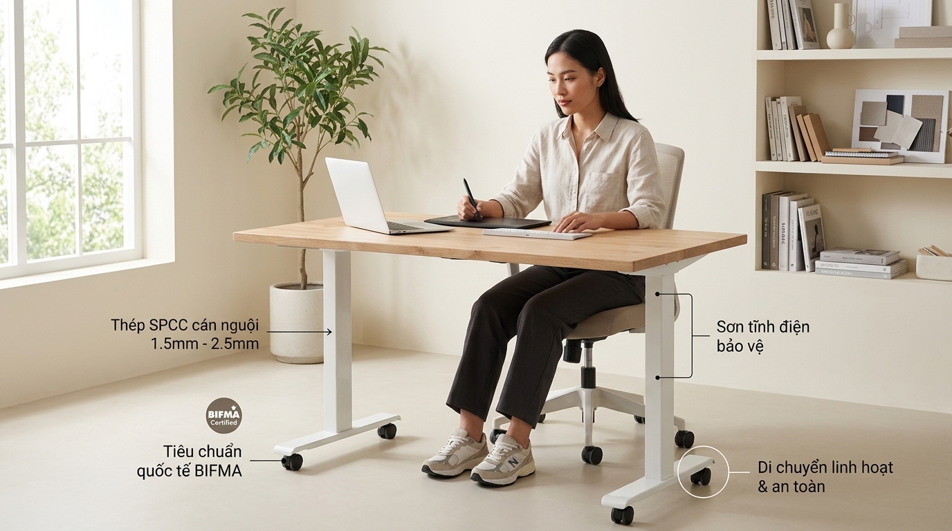Bộ khung thép SPCC chuẩn BIFMA là điểm tựa vững chãi nâng đỡ mọi ý tưởng sáng tạo. Bộ khung thép SPCC chuẩn BIFMA là điểm tựa vững chãi nâng đỡ mọi ý tưởng sáng tạo.