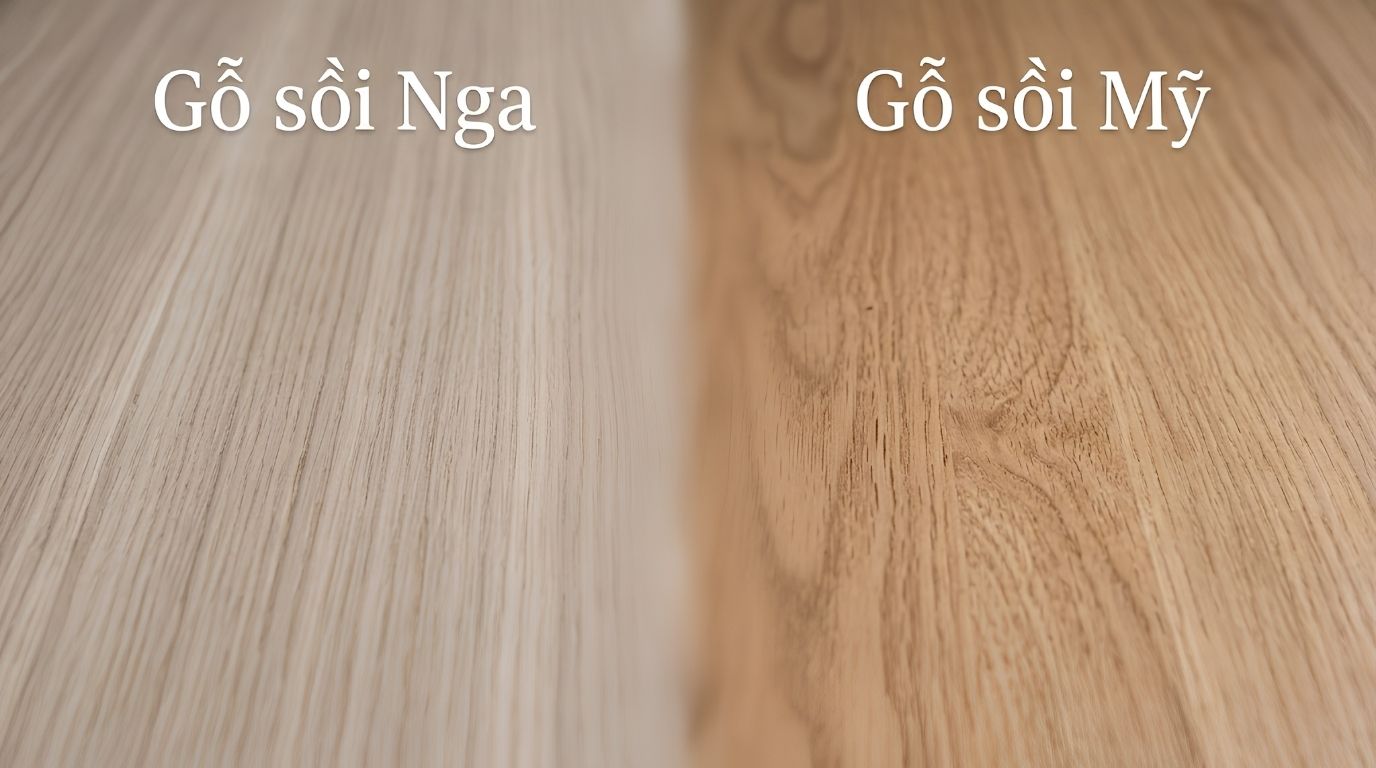 Gỗ sồi Nga và gỗ sồi Mỹ là hai loại gỗ sồi tự nhiên phổ biến dùng trong nội thất với độ bền và vân gỗ khác nhau