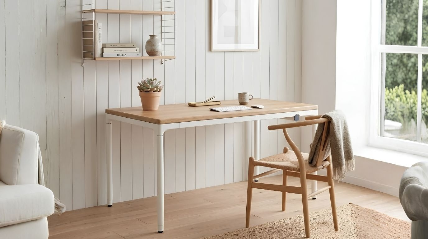 Bàn làm việc gỗ sồi tự nhiên phù hợp phong cách Scandinavian hiện đại