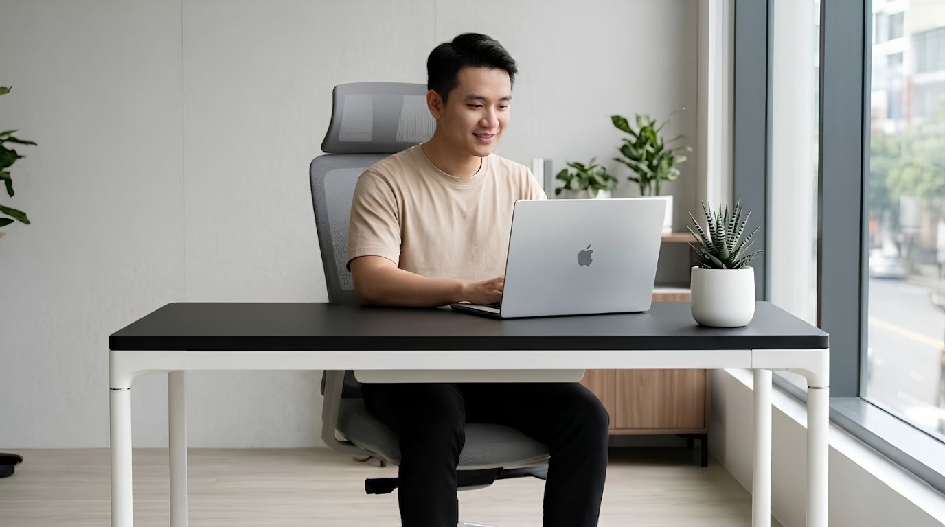 Chậu sen đá để bàn giúp tạo không gian làm việc xanh mát và thư giãn