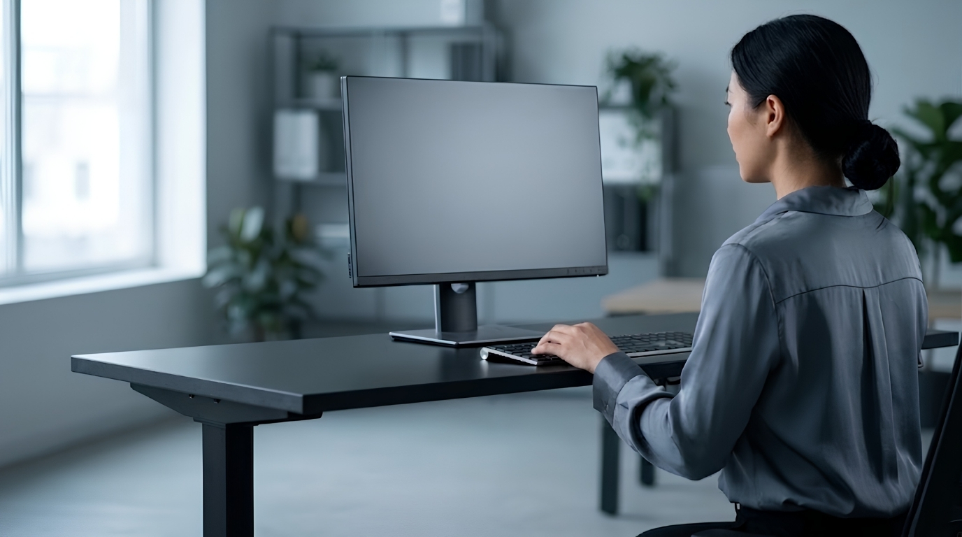 Thiết lập vị trí màn hình máy tính đúng chuẩn giúp giảm mỏi mắt, bảo vệ cột sống cổ và cải thiện tư thế làm việc công thái học