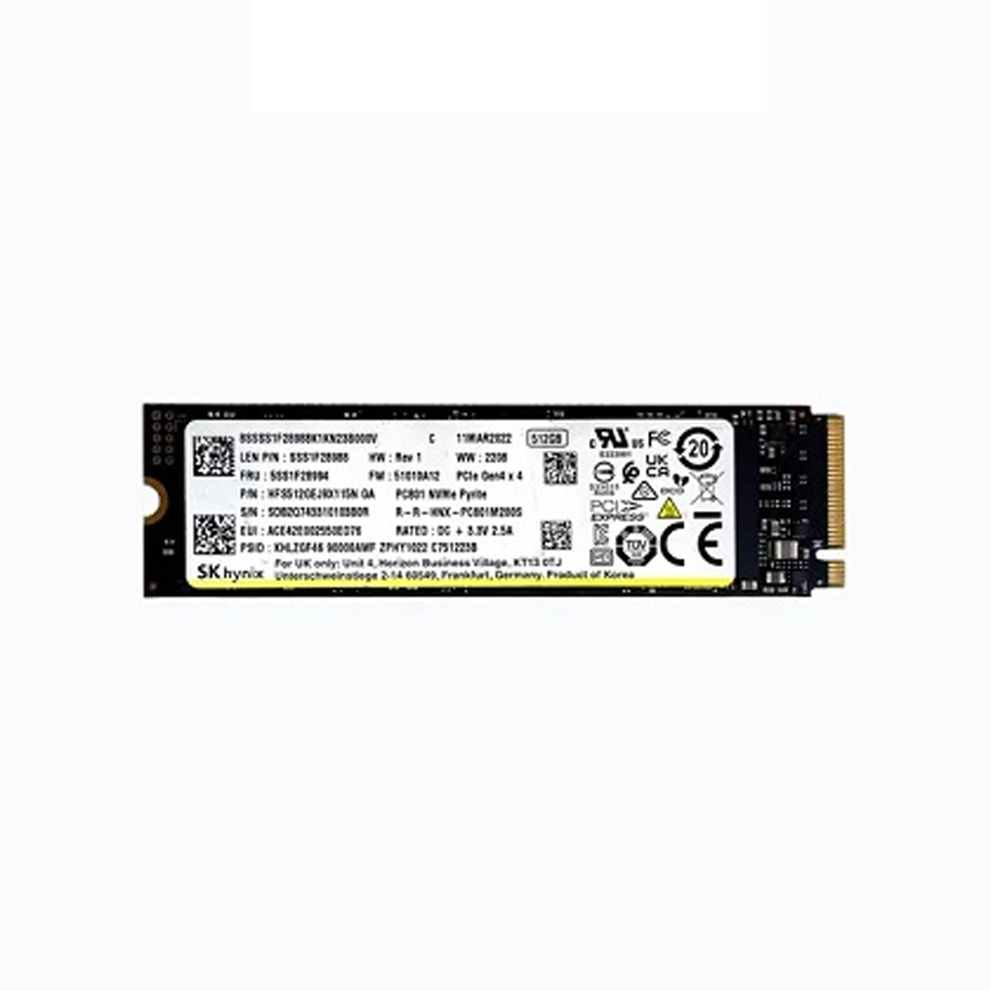 SSD Skhynix PC801 512GB PCIe Gen4 x4 NVME M2 2280 | 09/2026