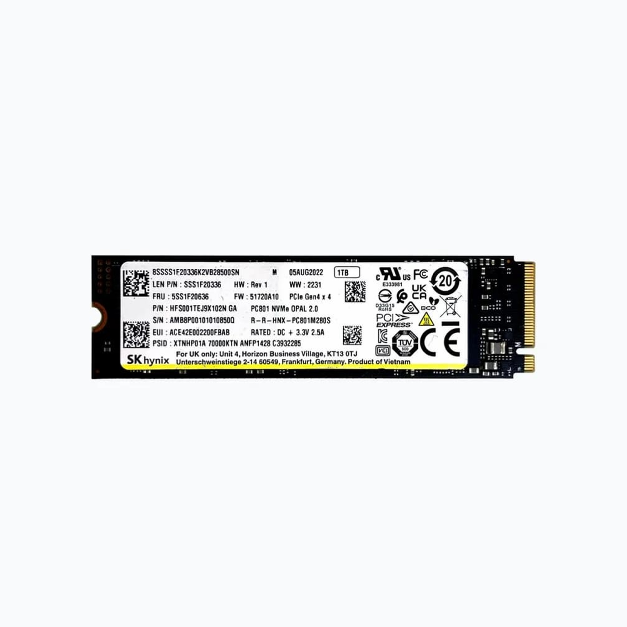 SSD Skhynix PC801 512GB PCIe Gen4 x4 NVME M2 2280 | 08/2026