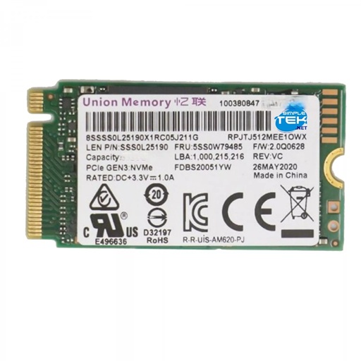SSD Union 512GB NVME M2 2242 | ThinkPro | 09/2026 - Thinkpro.vn
