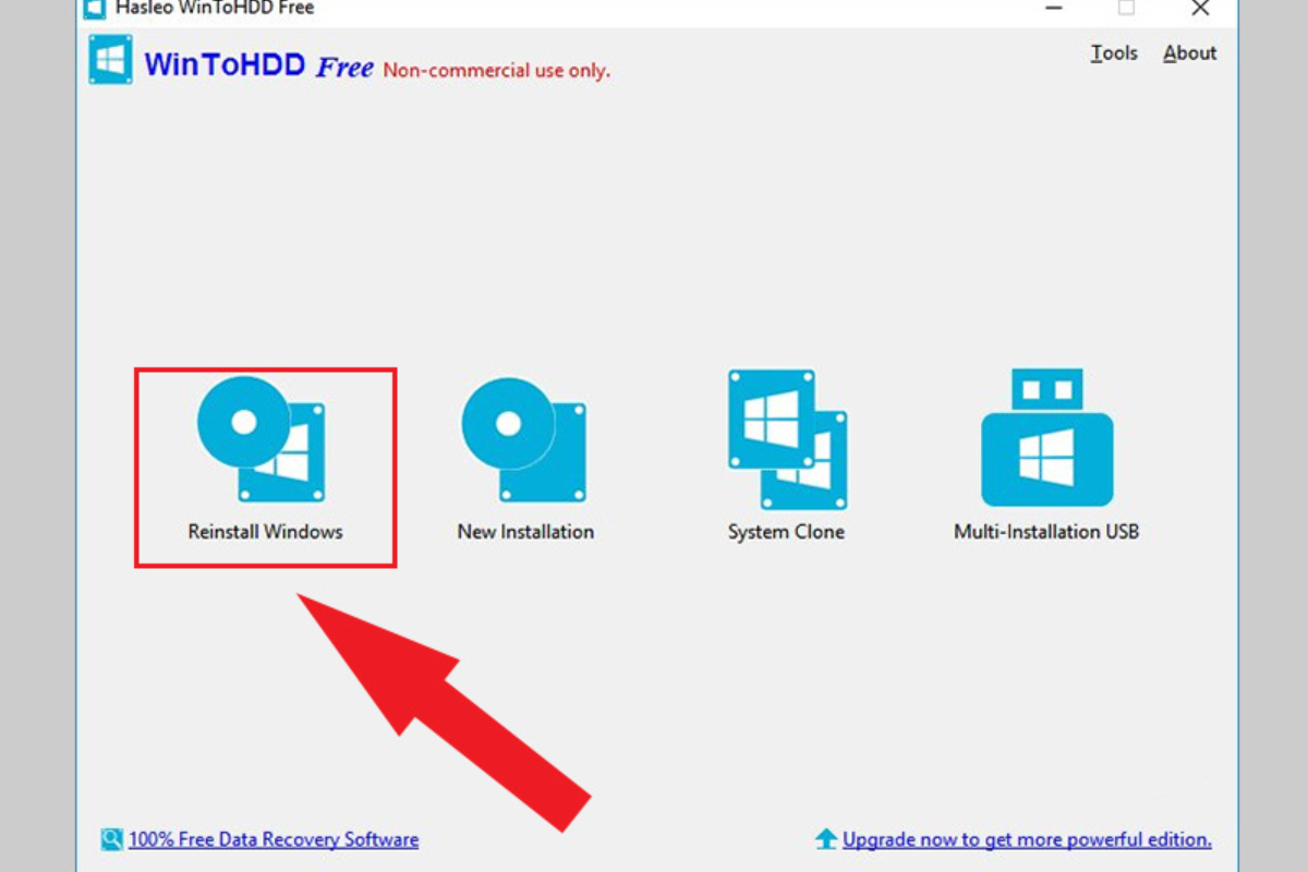 Giao diện chính phần mềm WinToHDD