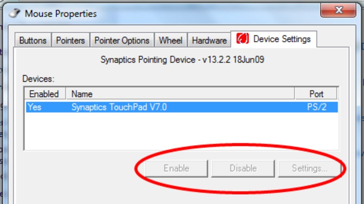 Vô hiệu hóa touchpad