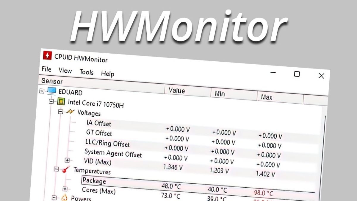 phần mềm HWMonitor