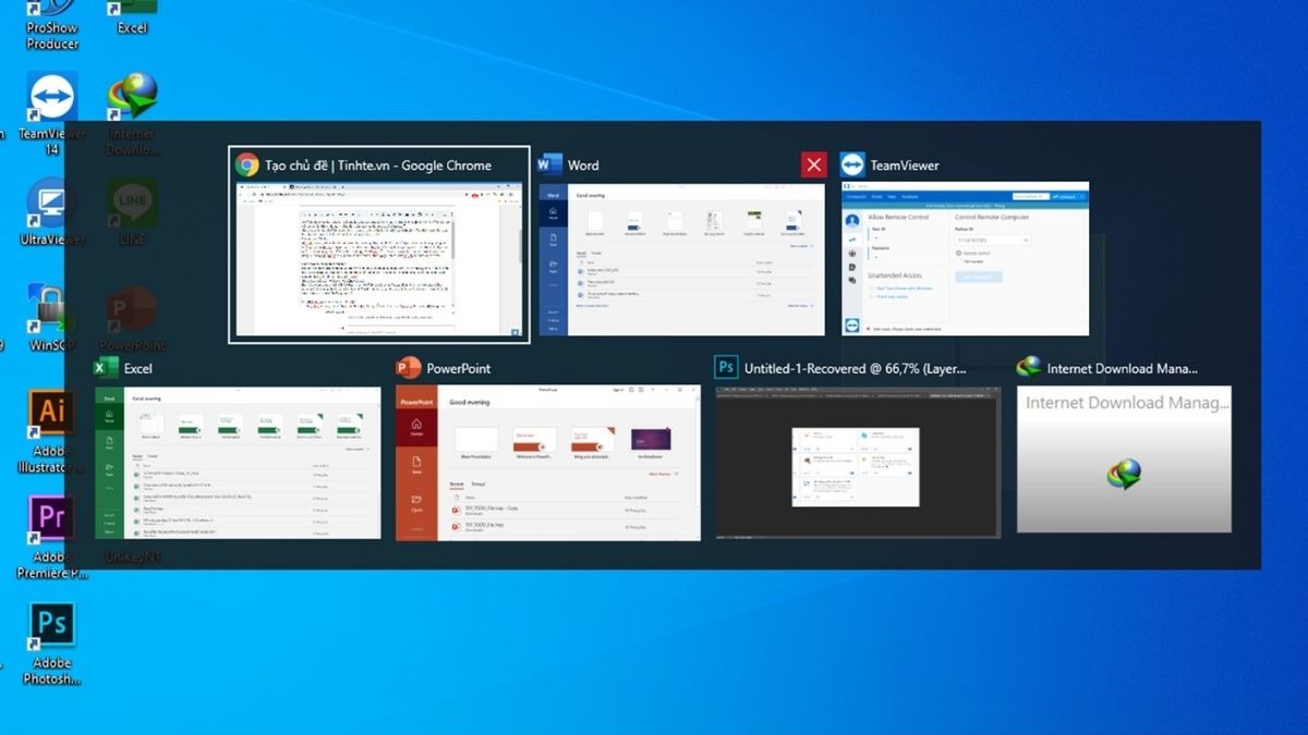 Alt + Tab giúp chuyển đổi qua lại giữa các ứng dụng đang mở