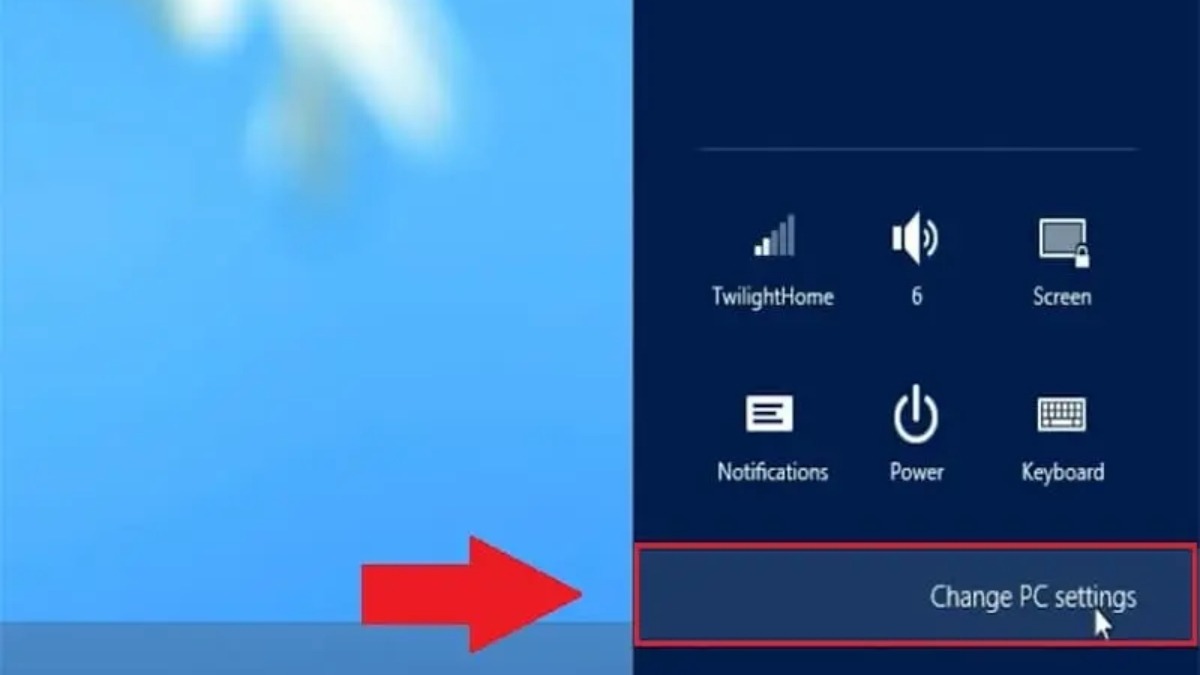 Truy cập vào Change PC settings