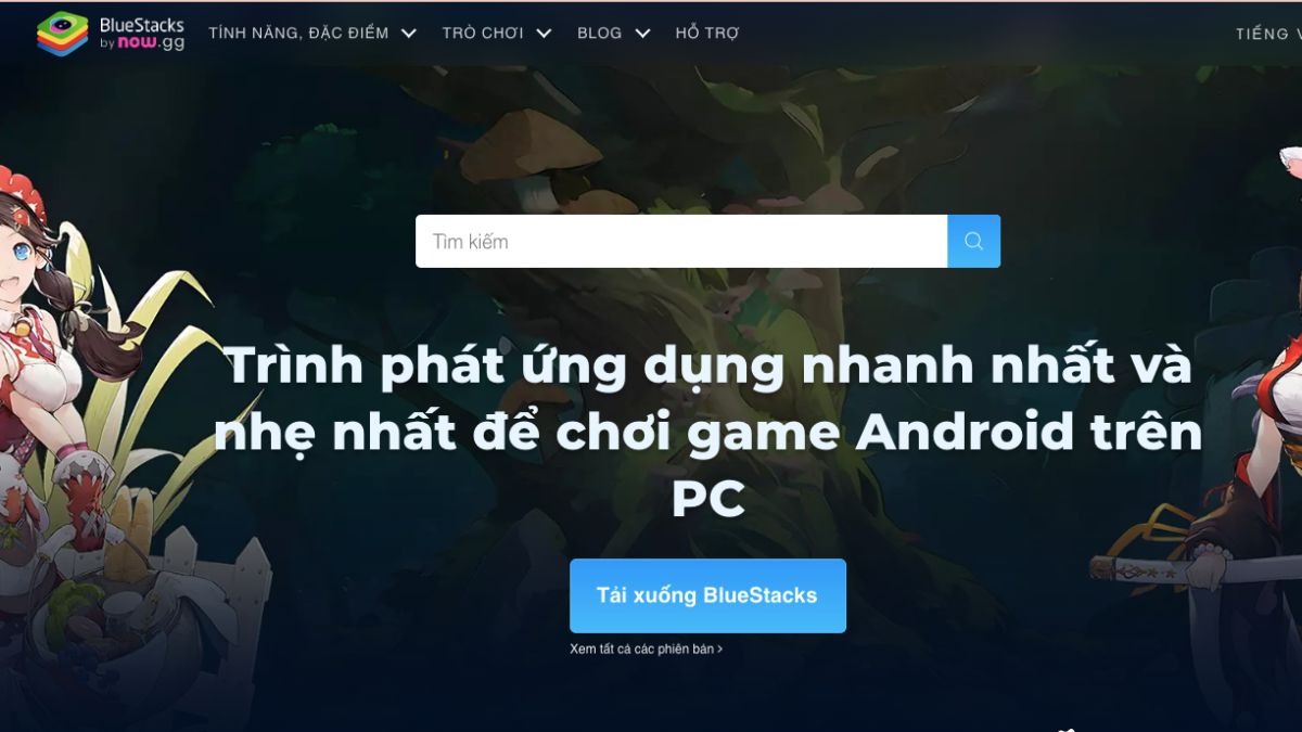 Truy cập trang chủ Bluestacks