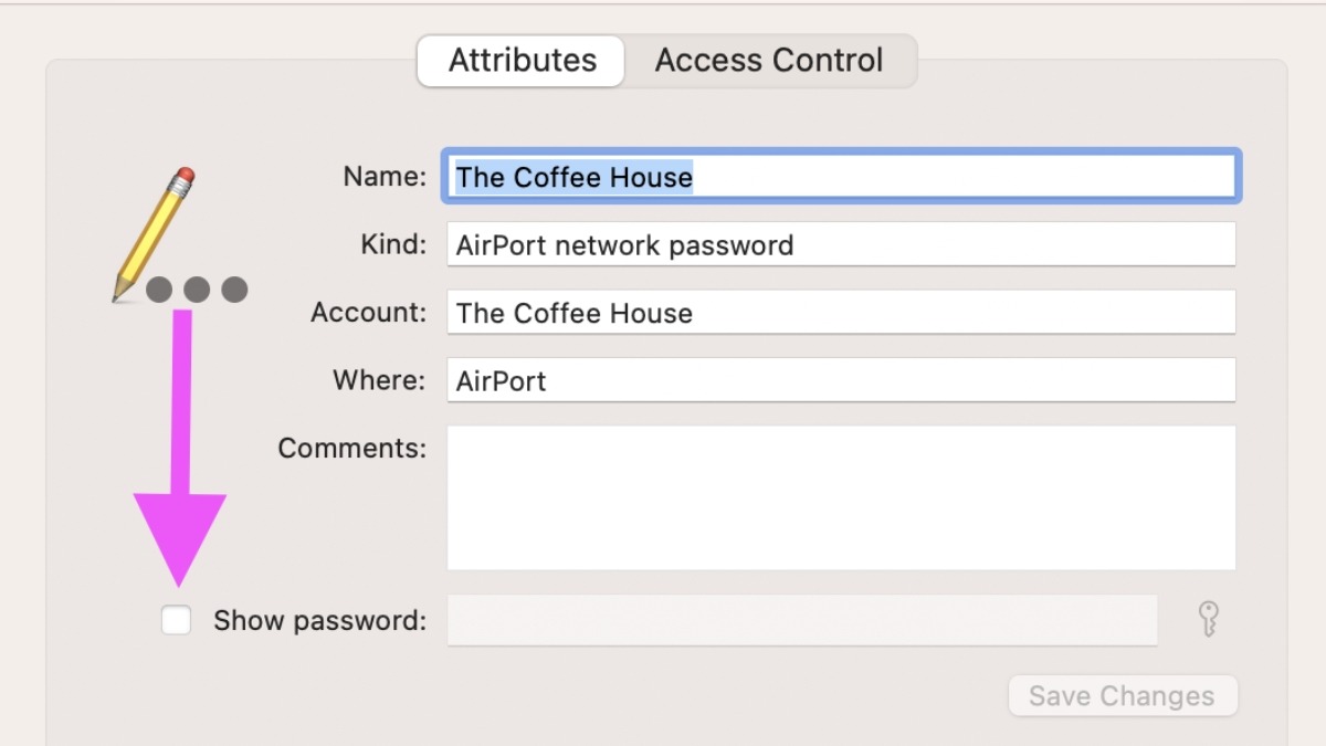 Tick chọn Show password