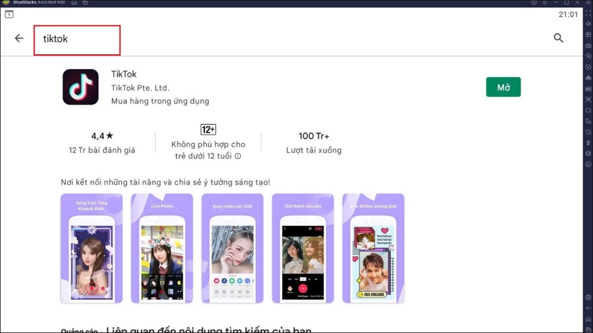Tìm kiếm và tải ứng dụng TikTok