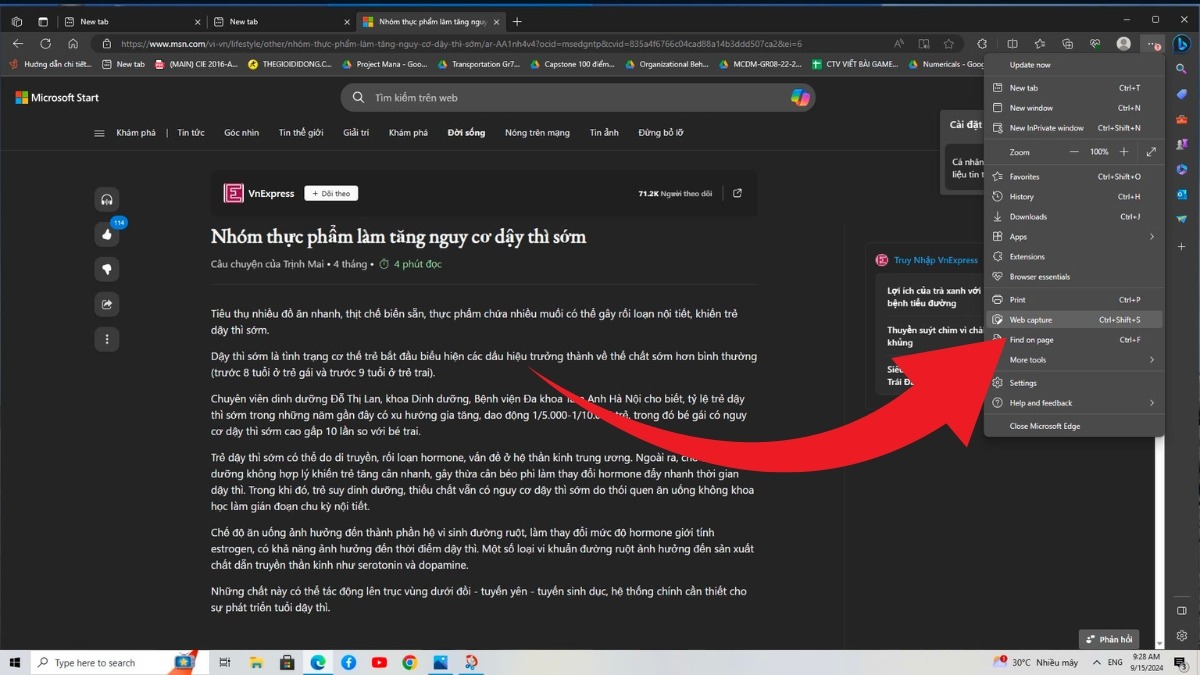 Chụp màn hình bằng Microsoft Edge