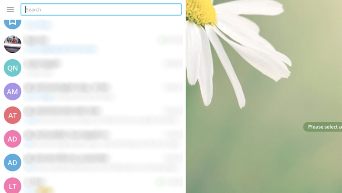 Giao diện Telegram trên laptop
