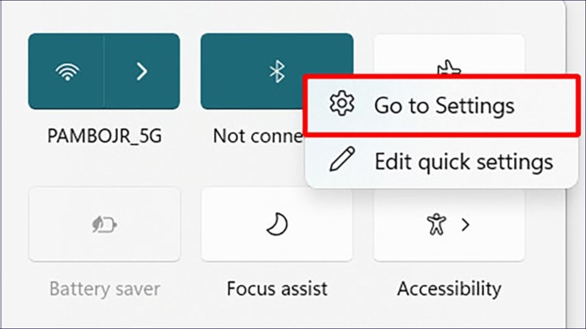 Chọn Go to Settings