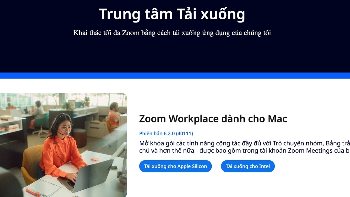 Zoom sẽ tự động hiển thị phiên bản phù hợp cho macOS