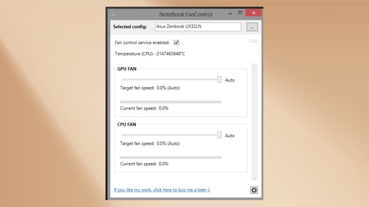 Cửa sổ làm việc của phần mềm NoteBook FanControl