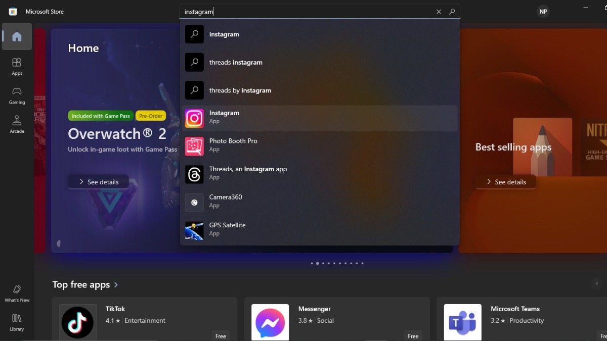 Mở Microsoft Store và tìm ứng dụng Instagram
