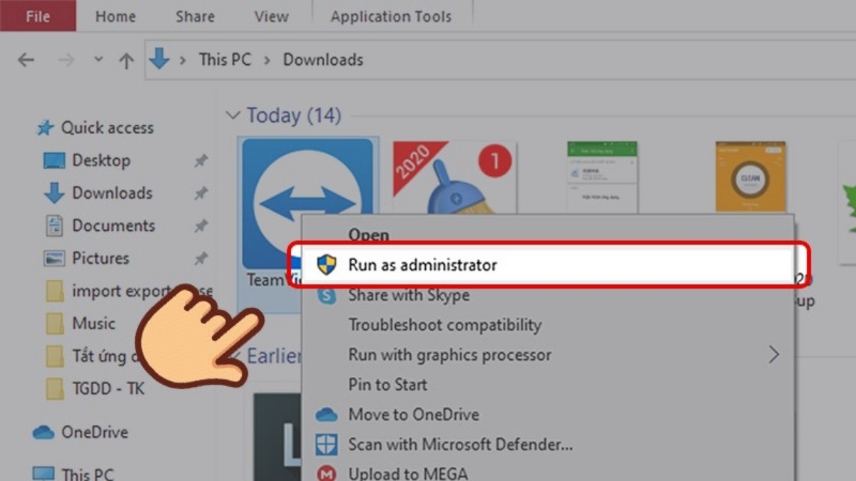 Mở file .exe vừa tải về và nhấp vào Run as administrator