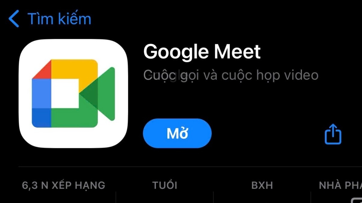 Nhấp Mở để sử dụng Google Meet trên iPhone