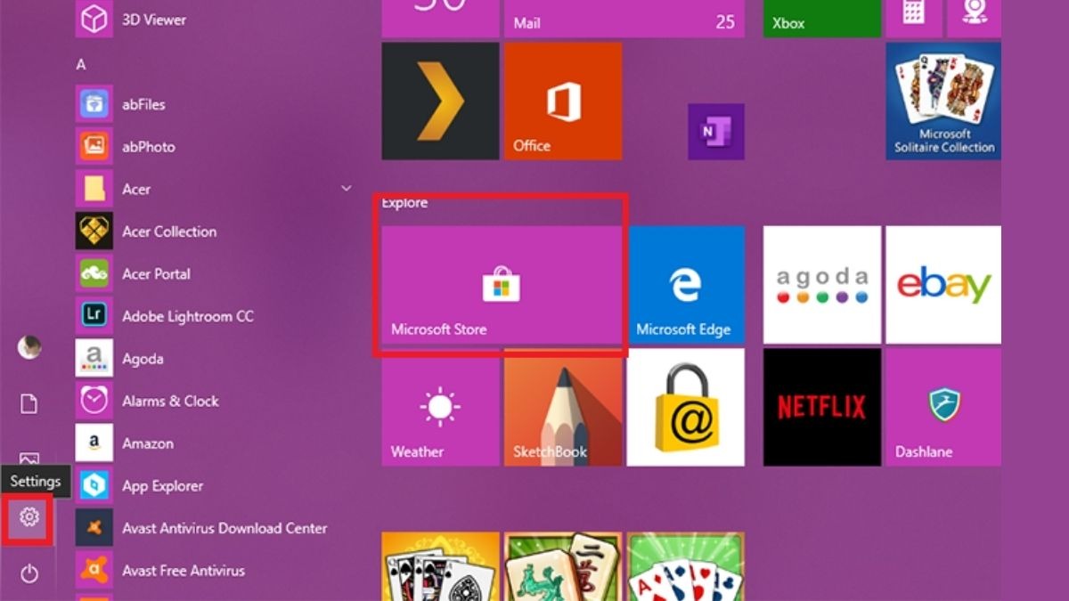 Mở cửa hàng ứng dụng Microsoft Store