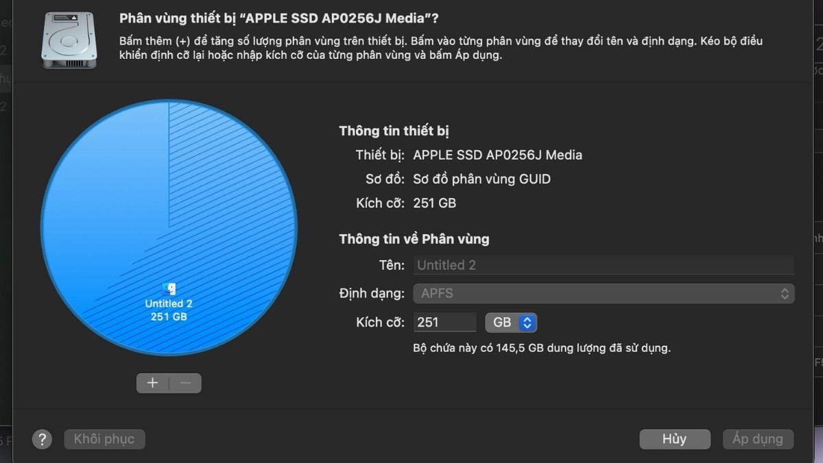 Phân vùn ổ đĩa trên Macbook