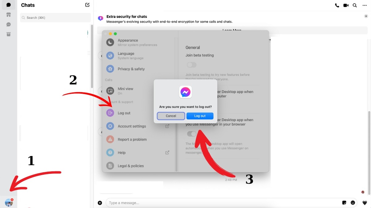 Đăng xuất Messenger trên Laptop