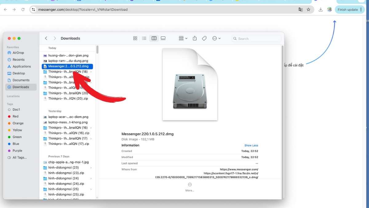 double-click vào thư mục vừa tải về