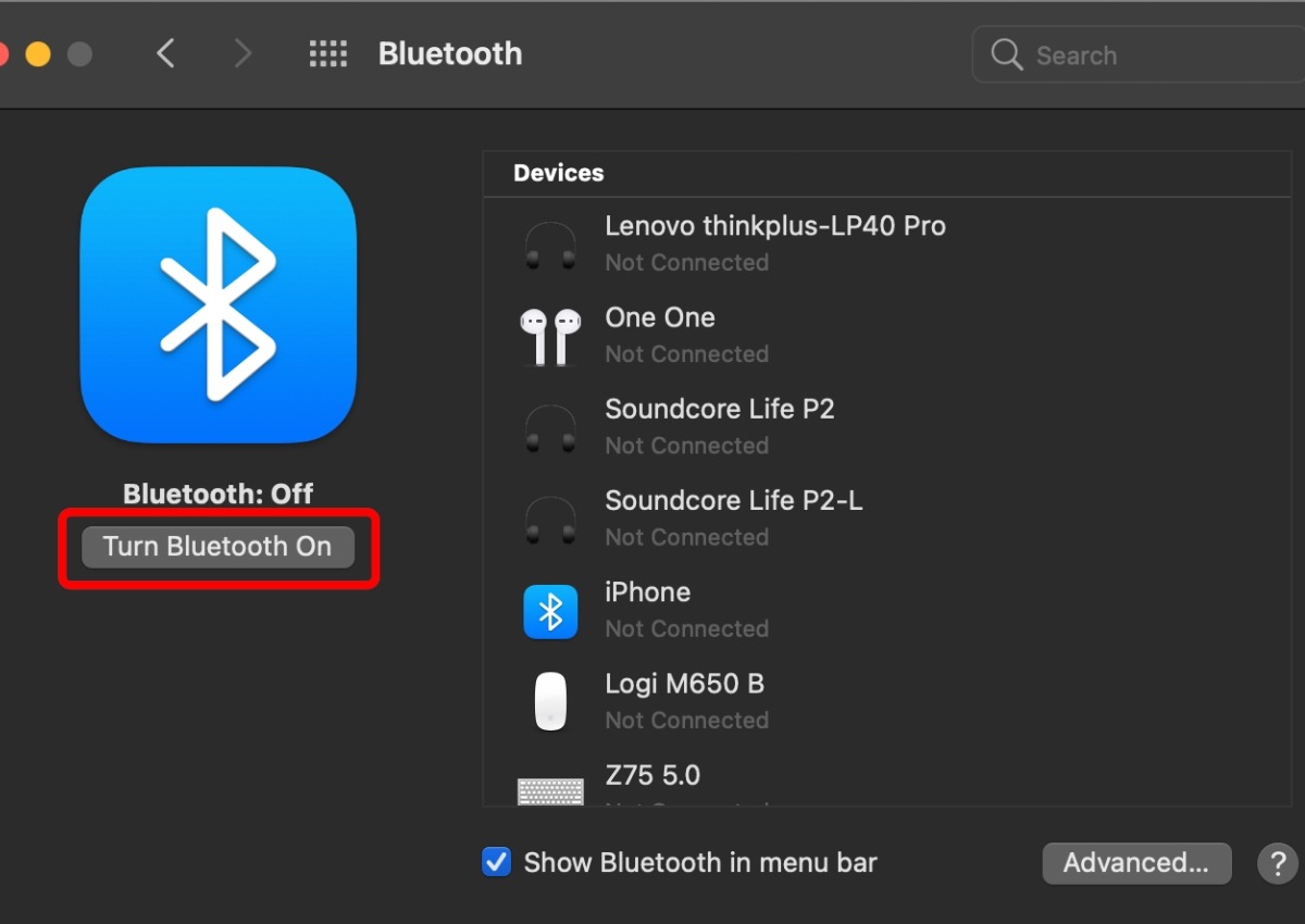 Bật Bluetooth