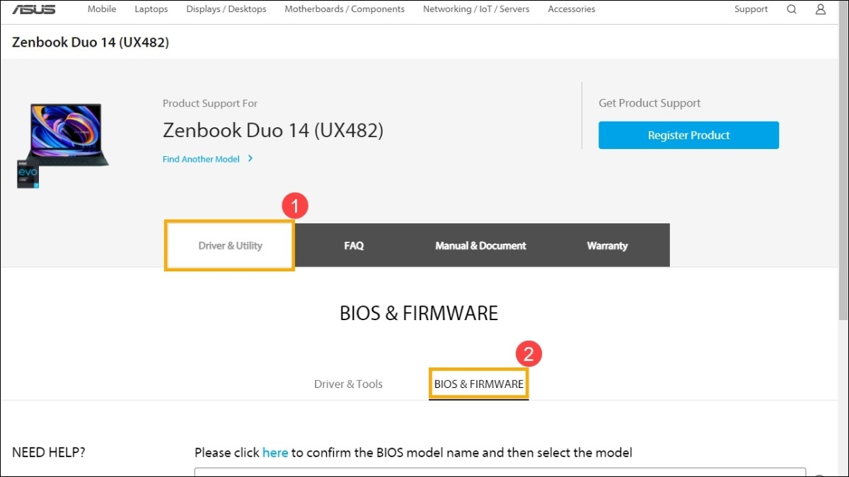 Chọn mục BIOS & FIRMWARE