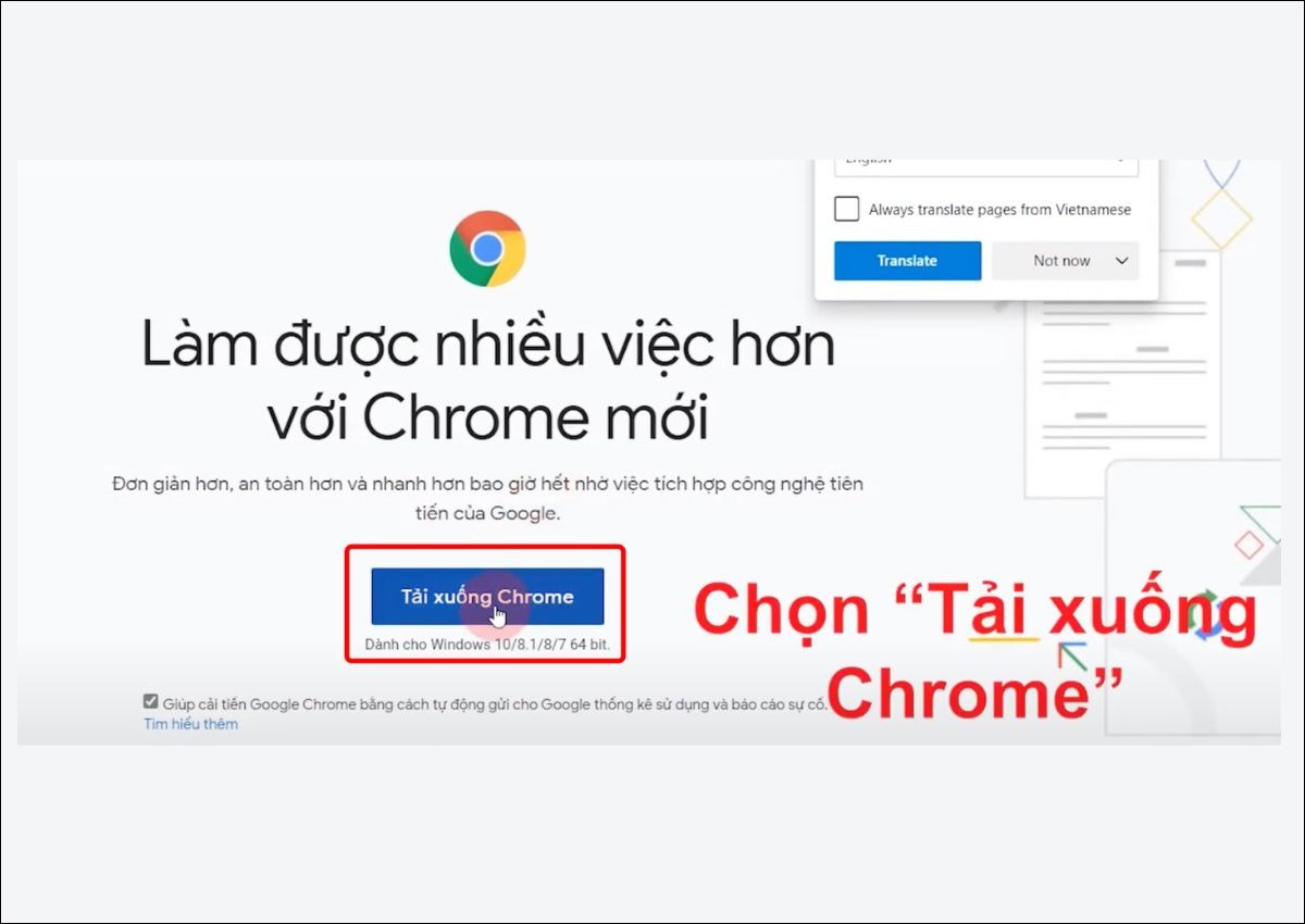 Chọn tải Chrome xuống