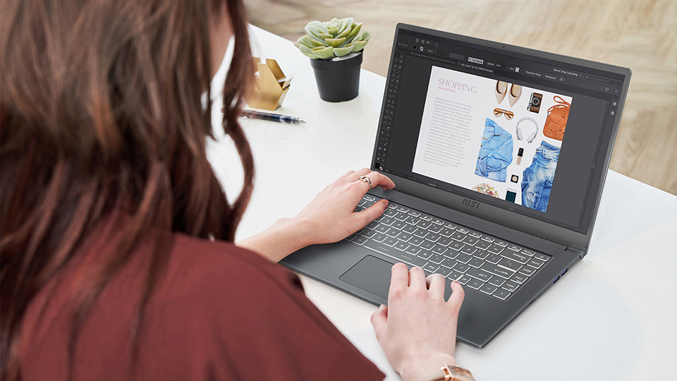 MSI Modern 15 AMD, laptop mỏng nhẹ cho sinh viên y khoa, màn hình 15.6 inch FullHD.