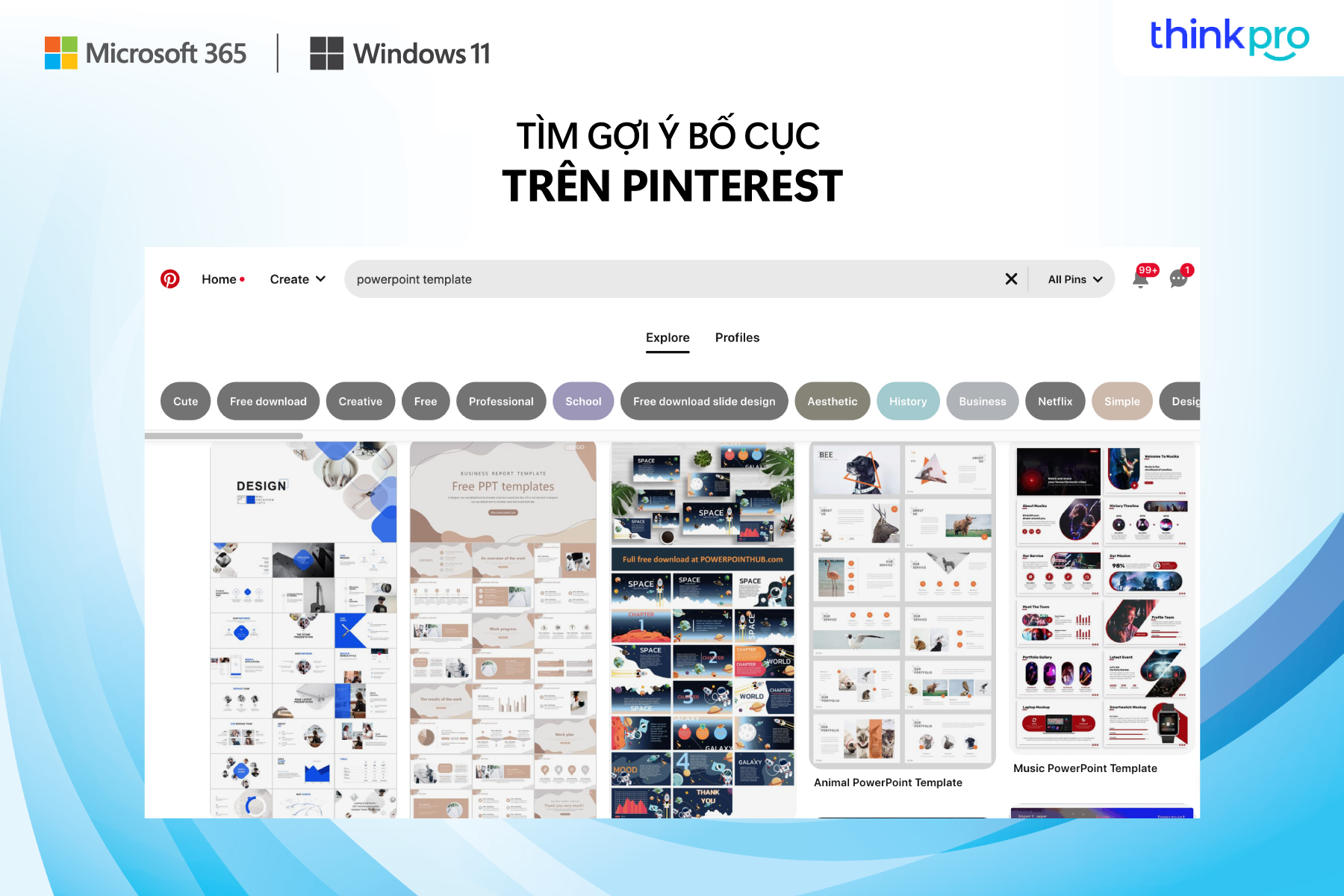 Tìm gợi ý bố cục trên pinterest