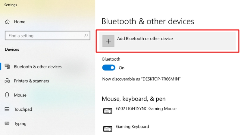 Chọn Add Bluetooth or other device