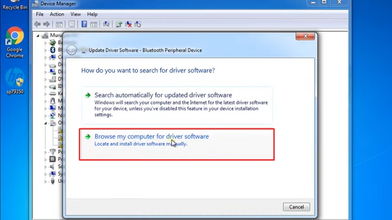 Chọn mục Browse my computer for driver software