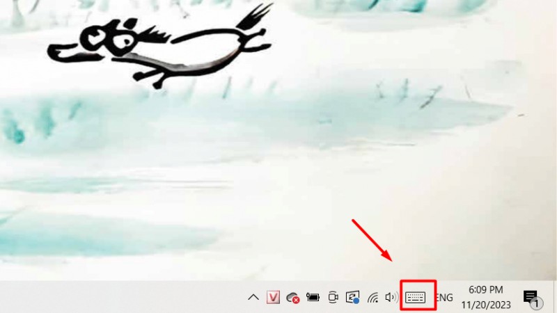 Click vào Icon hình bàn phím ở góc phải