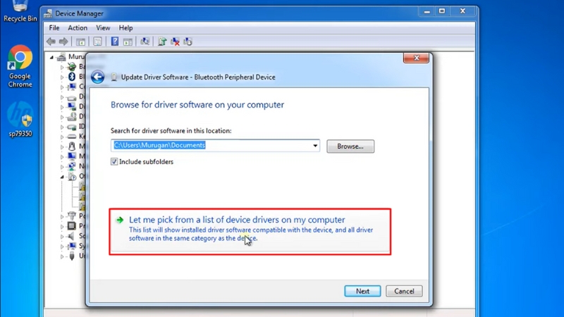 Chọn Let me pick from a list of device driver