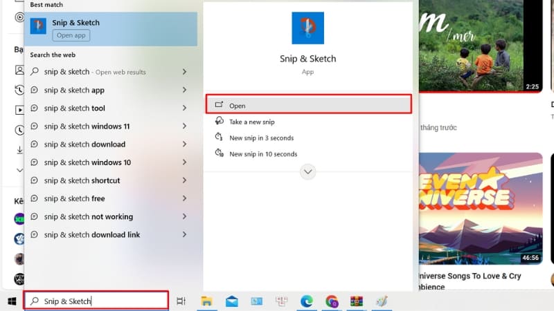 Tìm kiếm Snip & Sketch