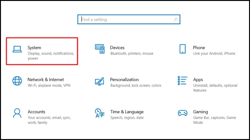 Tiếp theo về trang chủ Settings > Chọn System