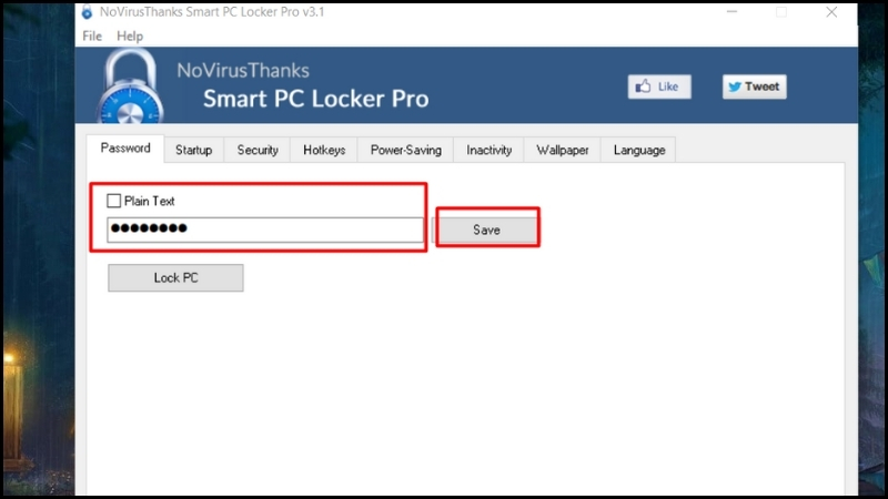 Nhập mật khẩu vào ô và chọn Save
