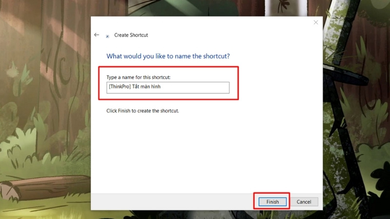 Đặt tên cho Shortcut > Finish