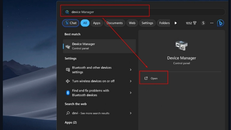 Tương tự cũng truy cập vào Device Manager