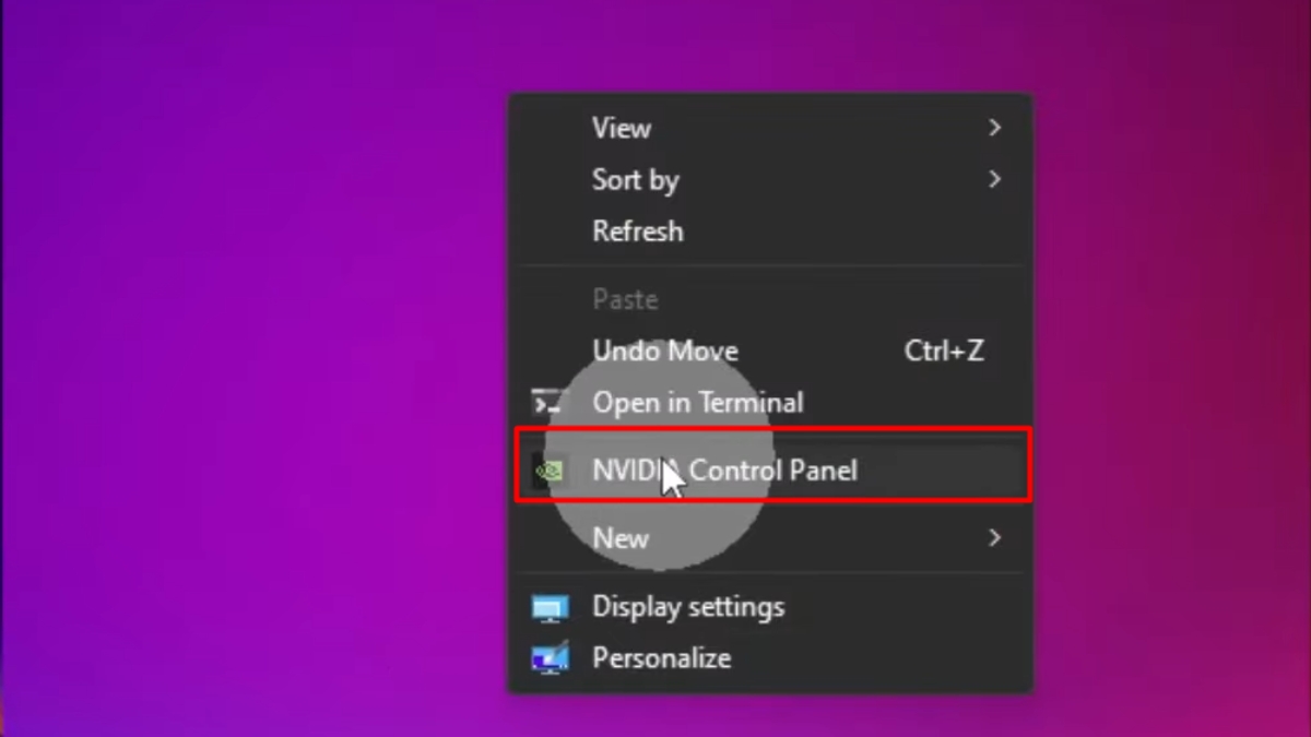 Desktop > NVIDIA Control Panel