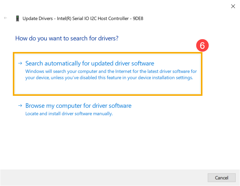 Chọn Search automatically for updated driver software để phần mềm tự cài đặt